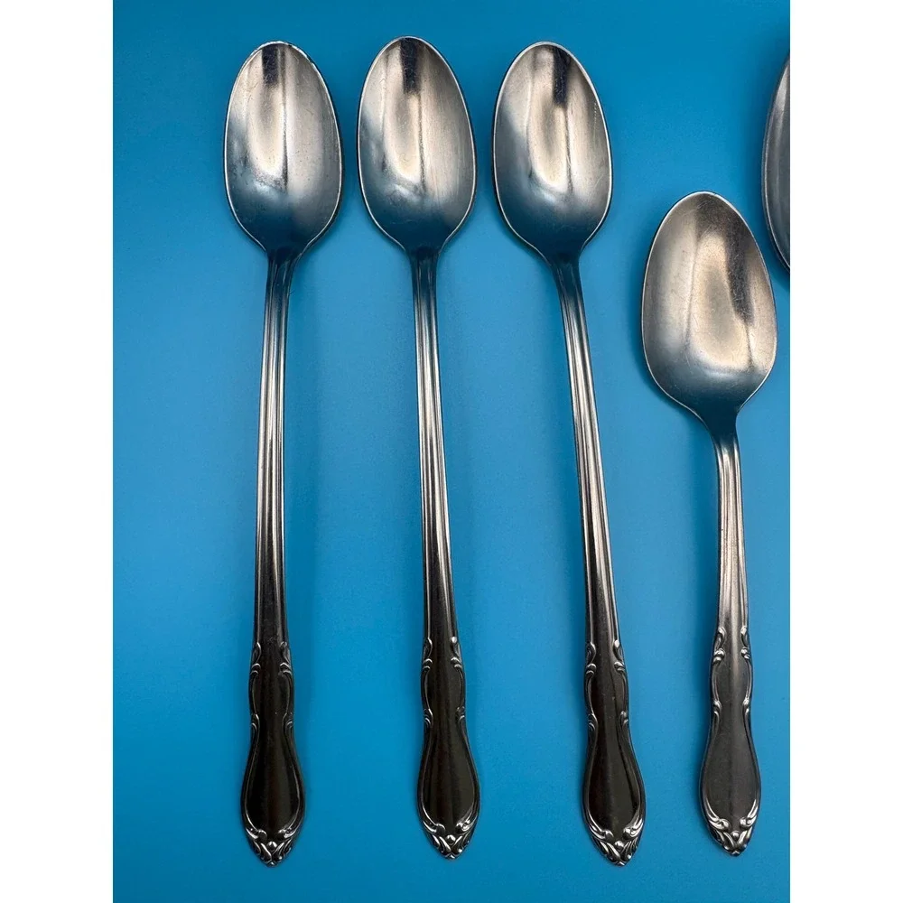 Oneida Simeon L George H Rogers Homestead Stainless Flatware 6 Pc Serving Silver